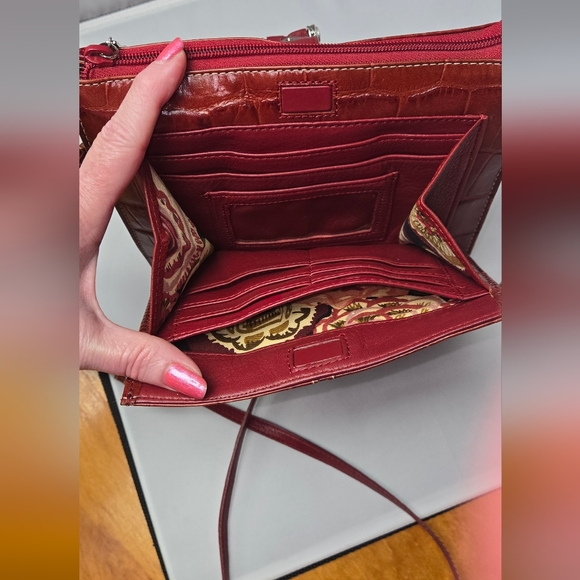 Brighton Croc-Embossed Wine Crossbody with Silver Ring - Picture 9 of 15